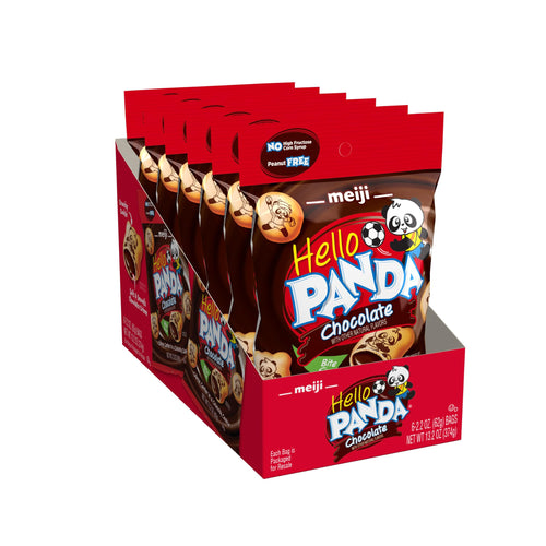 Meiji Hello Panda Creme Filled Bite Sized Cookies, Chocolate, 2.2 oz (Pack of 6)