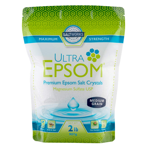 SaltWorks Ultra Epsom Bath Salt, Medium Grain, 2 lb Bag