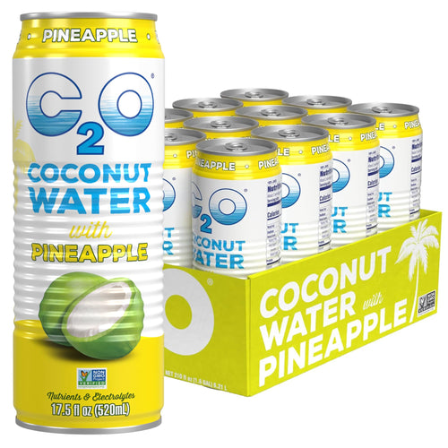 C2O Coconut Water with Pineapple, 17.5 fl oz (Pack of 12)
