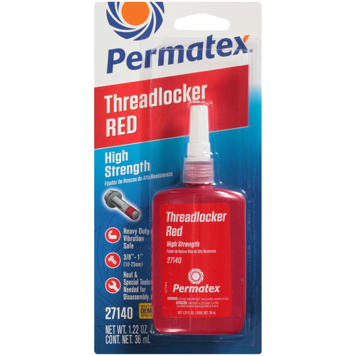 Permatex High Strength Threadlocker, Red, 36 ml