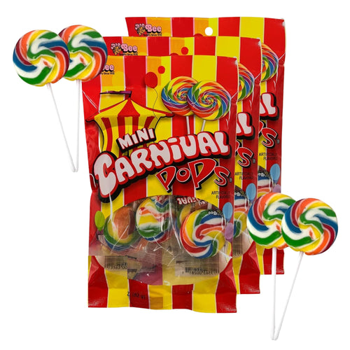 Mini Carnival Lollipop Packs, Original Swirl Pops, 7 Lollipops per Bag (Pack of 3)