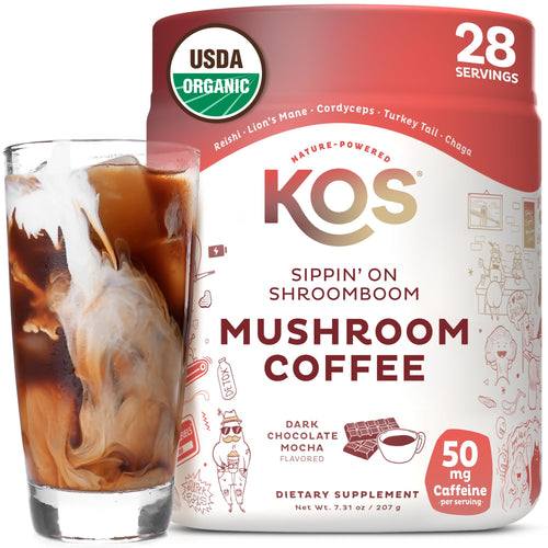 KOS Organic Mushroom Coffee Latte Powder, Dark Chocolate Mocha