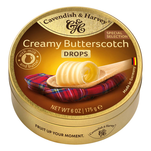 Cavendish & Harvey Creamy Butterscotch Hard Candy Drops, 6 oz Tin