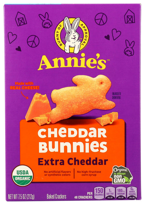 Annie's Organic Cheddar Bunnies, Extra Cheddar, 7.5 oz