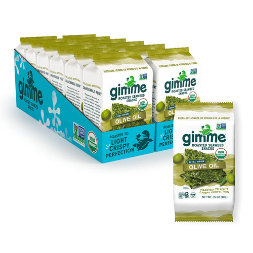 Gimme Seaweed Organic Roasted Seaweed Snack, Olive Oil, 0.35 oz (12 Count)