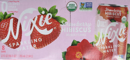 Nixie Organic Strawberry Hibiscus Sparkling Water, 8 Pack (Pack of 3)