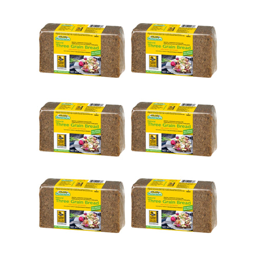 Mestemacher Natural Three Grain Bread, 17.6 oz (Pack of 6)