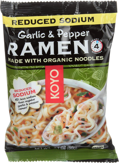 Koyo Reduced Sodium Garlic and Pepper Ramen, 2.1 oz (Pack of 12)