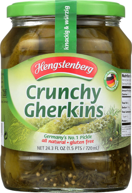 Hengstenberg Crunchy Pickles, 24.3 fl oz Jar