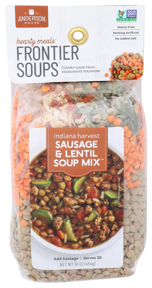Frontier Soups Hearty Meals Indiana Harvest Sausage Lentil Soup Mix, 16 oz