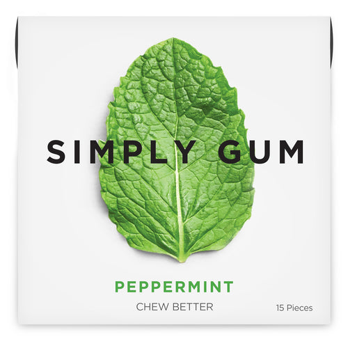 Simply Gum Plastic-Free Peppermint Natural Chewing Gum, 15 Pieces