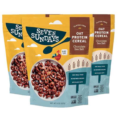 Seven Sundays Oat Protein Cereal, Chocolate Sea Salt, 8 oz (Pack of 3)