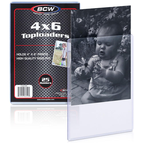 BCW 4x6 Photo and Postcard Topload Holders, Blue-Tinted Clear, 25 Count