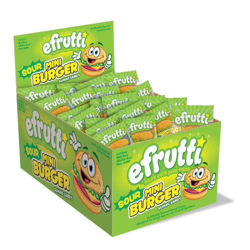 efrutti Sour Mini Burgers Gummy Candy, Individually Wrapped