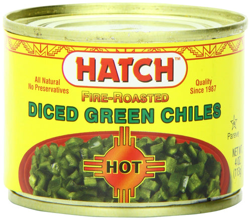 Hatch Diced Hot Green Chilies, 4 oz (Pack of 8)