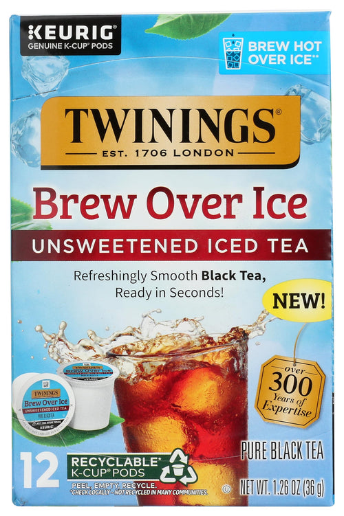 Twinings Brew Over Ice Unsweetened Black Iced Tea K-Cup Pods, 12 Count