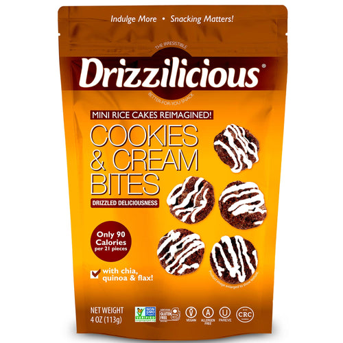 Drizzilicious Mini Cookies and Cream Flavored Rice Cakes, 4 oz