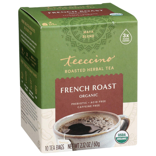 Teeccino French Roast Herbal Tea, Caffeine Free, 10 Tea Bags