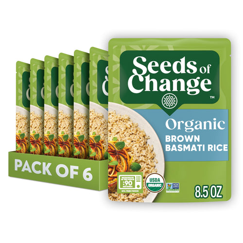 Seeds of Change Organic Brown Basmati Rice Microwave Pouch, 8.5 oz (Pack of 6)