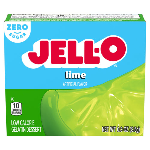 Jell-O Zero Sugar Lime Gelatin Dessert Mix, 0.3 oz (Pack of 4)