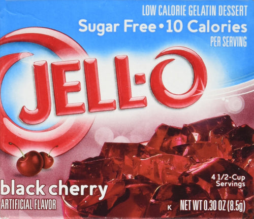 Jell-O Black Cherry Gelatin Dessert Mix, Sugar Free, 0.3 oz (Pack of 4)