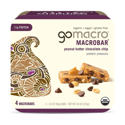 GoMacro Organic Peanut Butter Chocolate Chip Bars, 4 Count