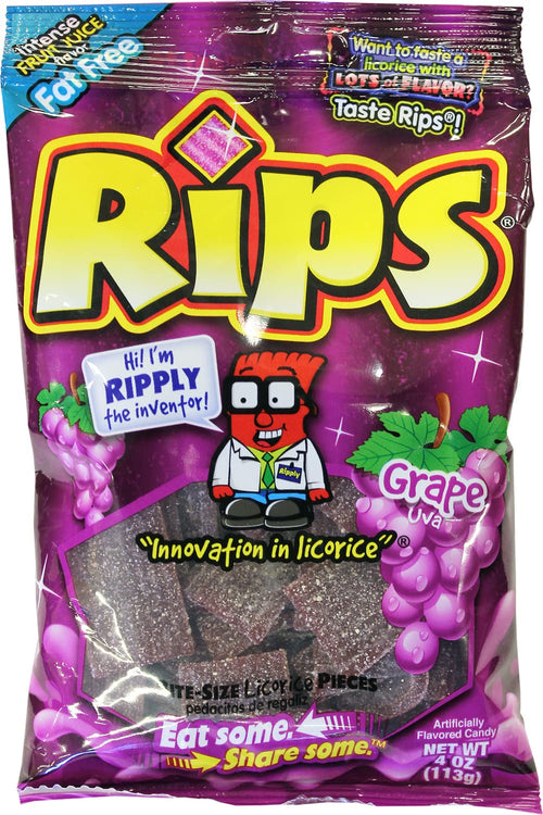Rips Licorice Candy, Grape Flavor, 4 oz