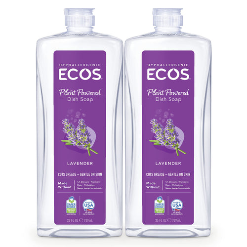 Ecos Hypoallergenic Dish Soap, Natural Lavender, 25 fl oz (Pack of 2)