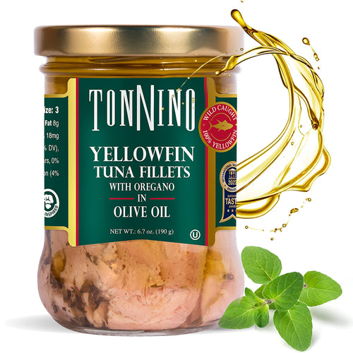 Tonnino Oregano Olive Oil Yellowfin Tuna Fillets, 6.7 oz (Pack of 6)