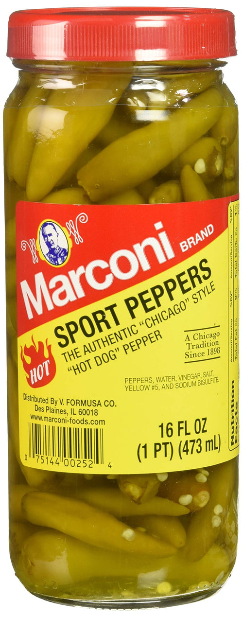 Marconi Authentic Chicago Style Hot Sport Peppers, 16 fl oz (Pack of 3)