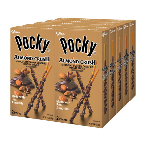 Pocky Almond Crush Chocolate Cream Covered Biscuit Sticks, 10 Boxes
