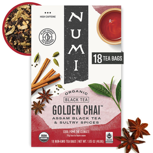 Numi Organic Golden Chai Tea, 18 Tea Bags