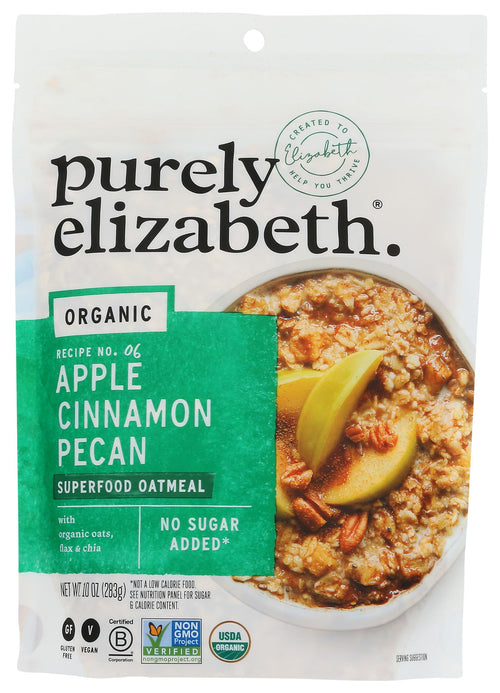 Purely Elizabeth Organic Oatmeal, Apple Cinnamon Pecan, 10 oz