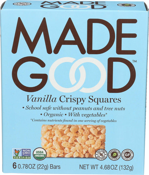 MadeGood Vanilla Crispy Squares, 0.78 oz (6 Snacks)