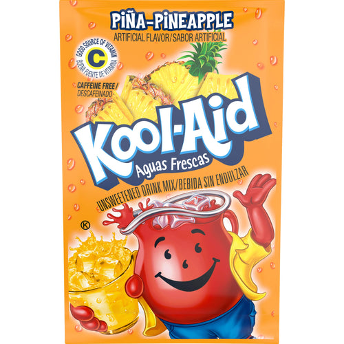 Kool-Aid Aguas Frescas Piña Pineapple Powdered Drink Mix, 0.14 oz (Pack of 48)