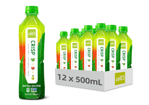 ALO Aloe Vera Drink, Crisp Fuji Apple + Pear, 16.9 fl oz (Pack of 12)
