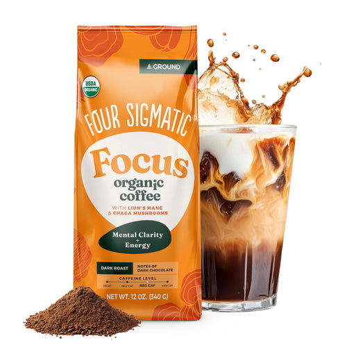 Four Sigmatic Organic Focus Mushroom Ground Coffee, Dark Roast, 12 oz