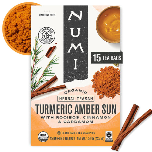 Numi Organic Amber Sun Turmeric Herbal Tea, 15 Tea Bags