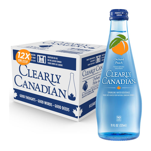 Clearly Canadian Orchard Peach Sparkling Spring Water, 325 mL (Case of 12)