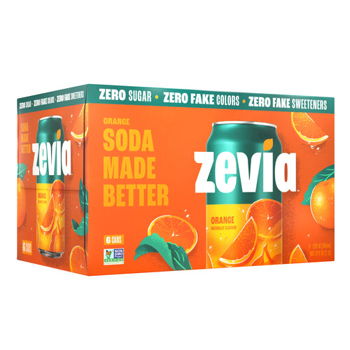 Zevia Zero Calorie Orange Soda, 12 oz Cans (Pack of 6)