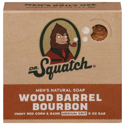 Dr. Squatch All Natural Bar Soap for Men, Wood Barrel Bourbon, Medium Grit, 5 oz