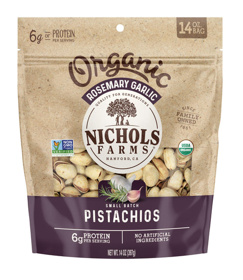 Nichols Farms Organic InShell California Pistachios, Rosemary Garlic, 14 oz