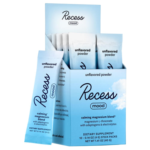 Recess Mood Magnesium Powder, Unflavored, 10 Packets