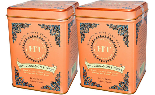 Harney & Sons Hot Cinnamon Sunset Tea, 20 Sachets (Pack of 2)