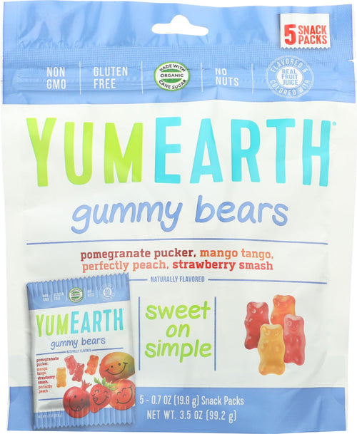 YumEarth Gummy Bears Assorted Flavors Snack Packs (Pack of 5)