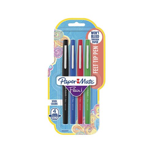 Paper Mate Flair Felt Tip Pens, Medium Point, Business Colors (4 Count)