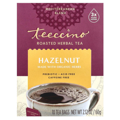 Teeccino Organic Mediterranean Hazelnut Herbal Tea, 10 Bags