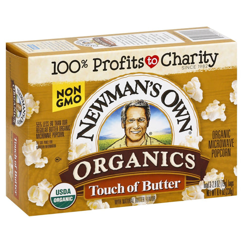 Newman's Own Organics Microwave Popcorn, Light Butter, 8.4 oz