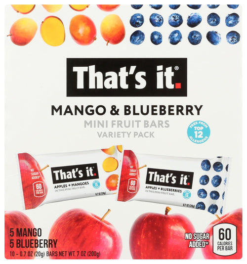 That's It Mango Blueberry Mini Bars, 7 oz, 10 Count