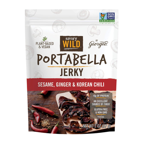 Giorgio Wild Vegan Portabella Mushroom Jerky, Sesame, Ginger & Korean Chili, 2 oz